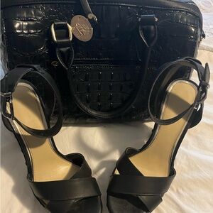 Black Women's Ankle-Strap Heeled Sandals - Classic Elegance